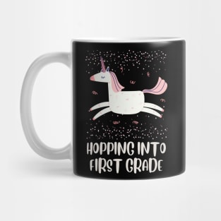 Back to School Pink Unicorn Design, Hopping into First Grade, First Day of School Shirt, School Girls Gift T-Shirt Unicorn Mug